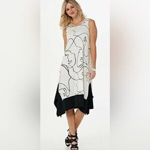 Truth + Style at QVC Abstract Black and White High Low Sleeveless Dress Large